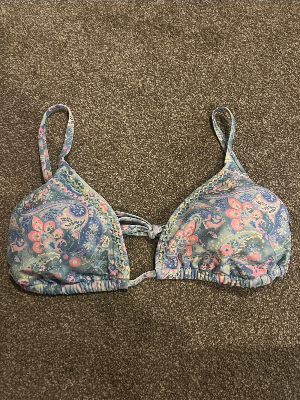 Hollister Paisley Triangle Bikini Top - Light Blue & Pink